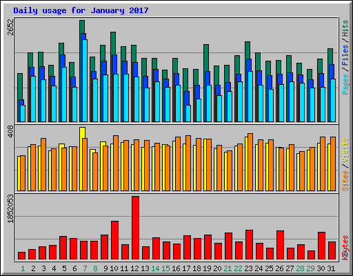 Daily usage for January 2017