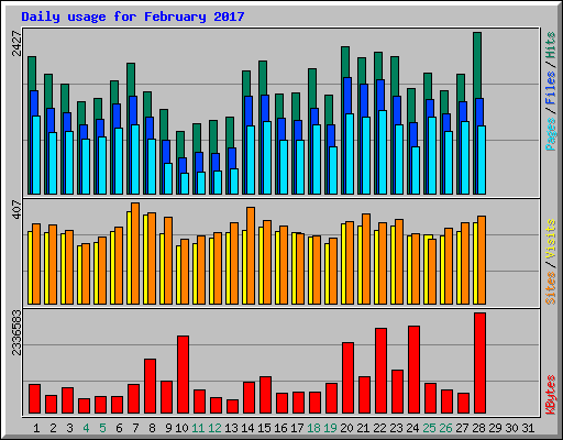 Daily usage for February 2017